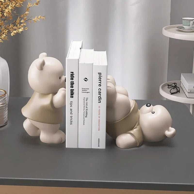 apoio de livros ursinho em resina na estante - foto 2