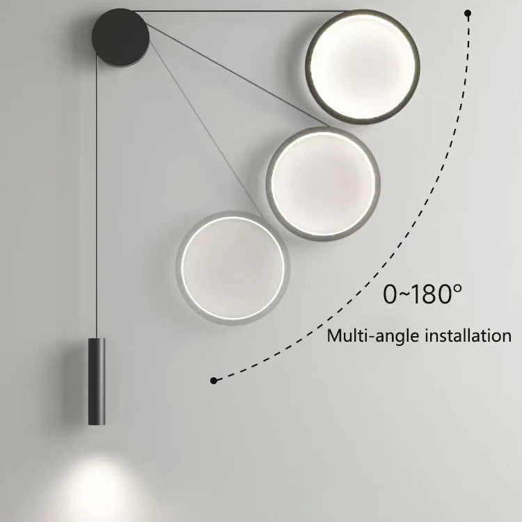 arandela led circular de parede acesa em luz quente - foto 3
