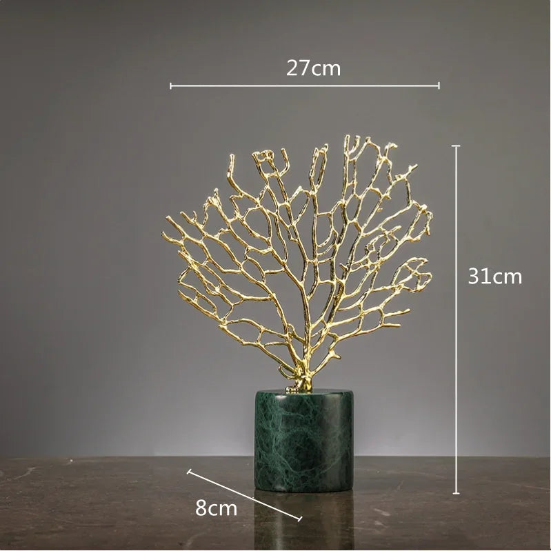 árvore de coral decorativa dourada com base de pedra - foto 7