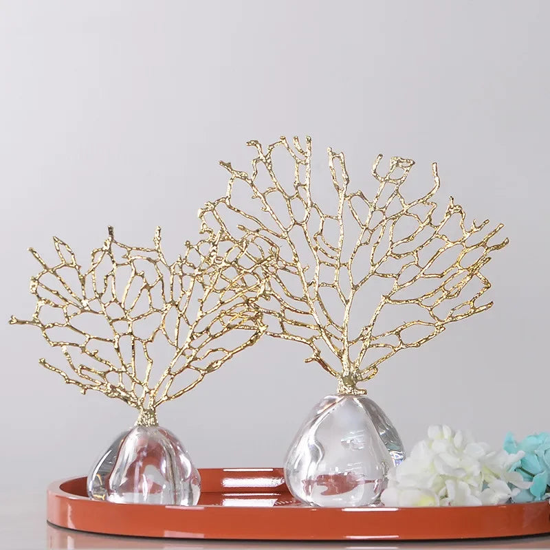 árvore de coral decorativa dourada com base de pedra - foto 8