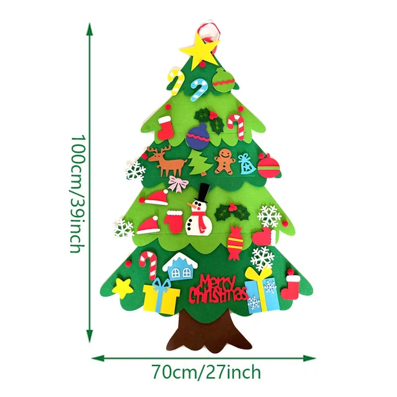 árvore de natal de feltro na parede com luzes led - foto 7