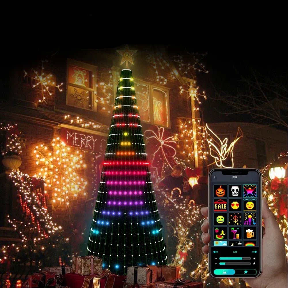 árvore de natal com luzes rgb coloridas na sala - foto 3