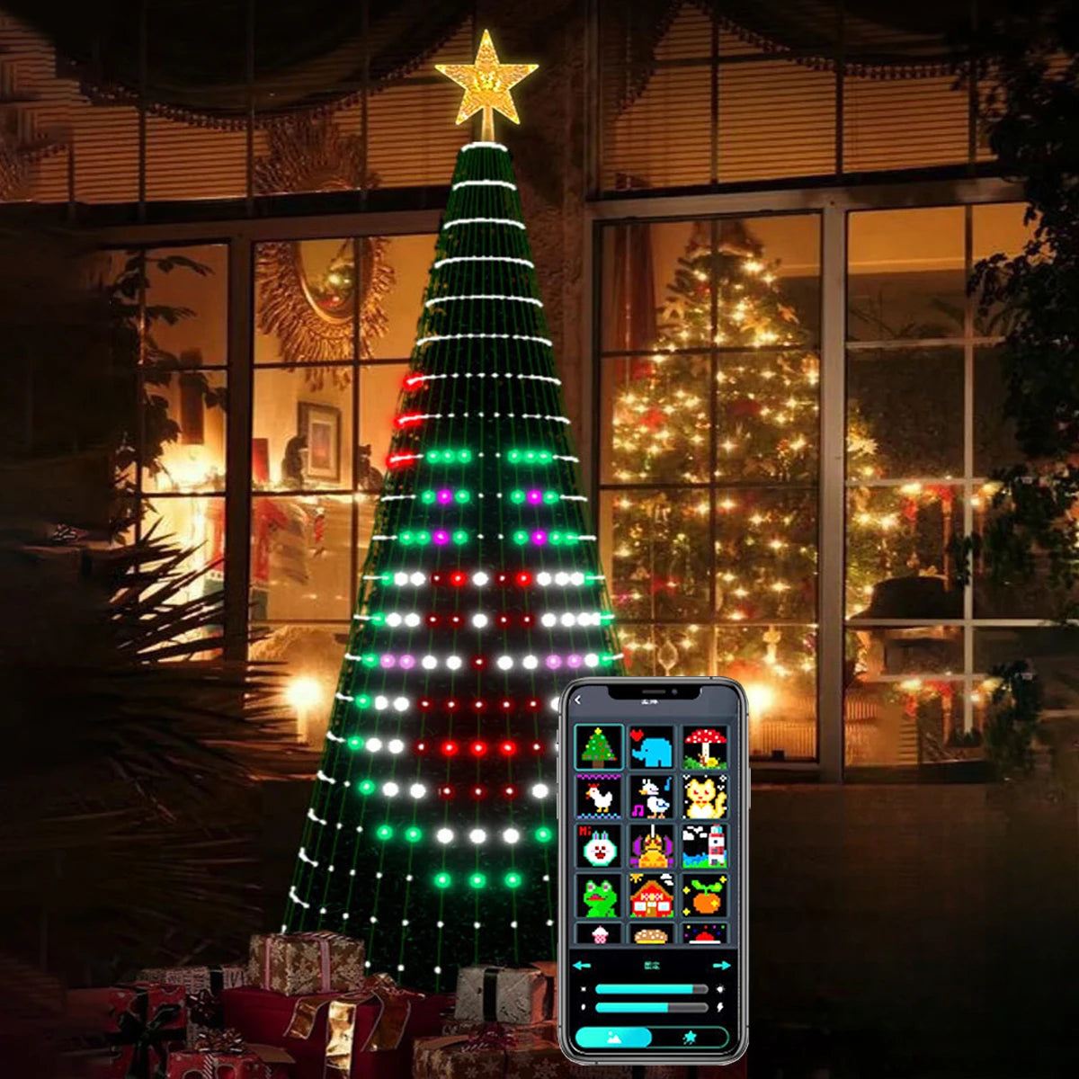 árvore de natal com luzes rgb coloridas na sala - foto 4