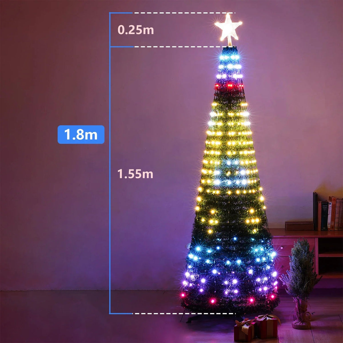 árvore de natal com luzes rgb coloridas na sala - foto 5