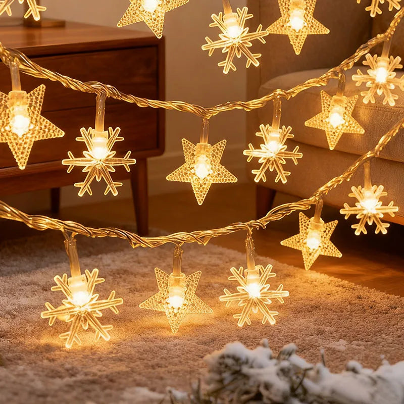 cordão de luzes de natal com figuras de árvores e renas - foto 2