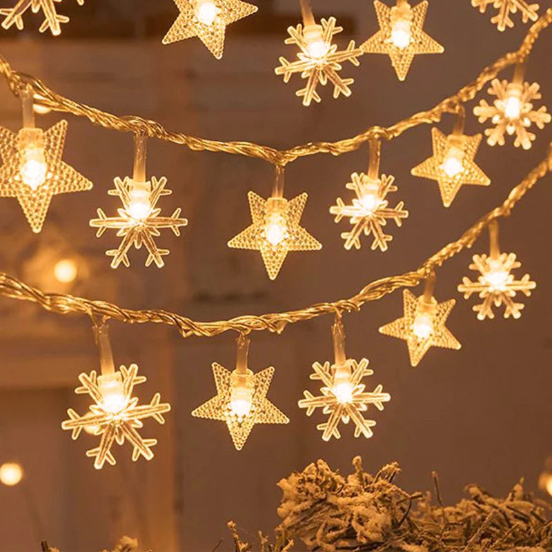 cordão de luzes de natal com figuras de árvores e renas - foto 11