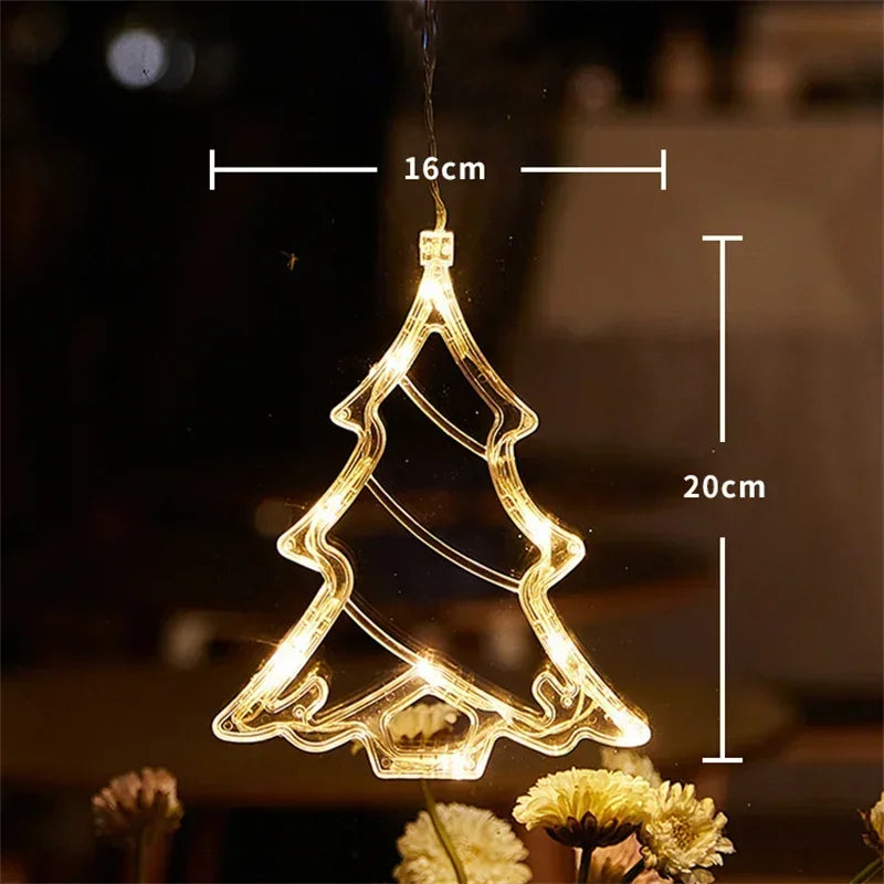 enfeite luminoso de natal em led com ventosa fixado na janela - foto 3