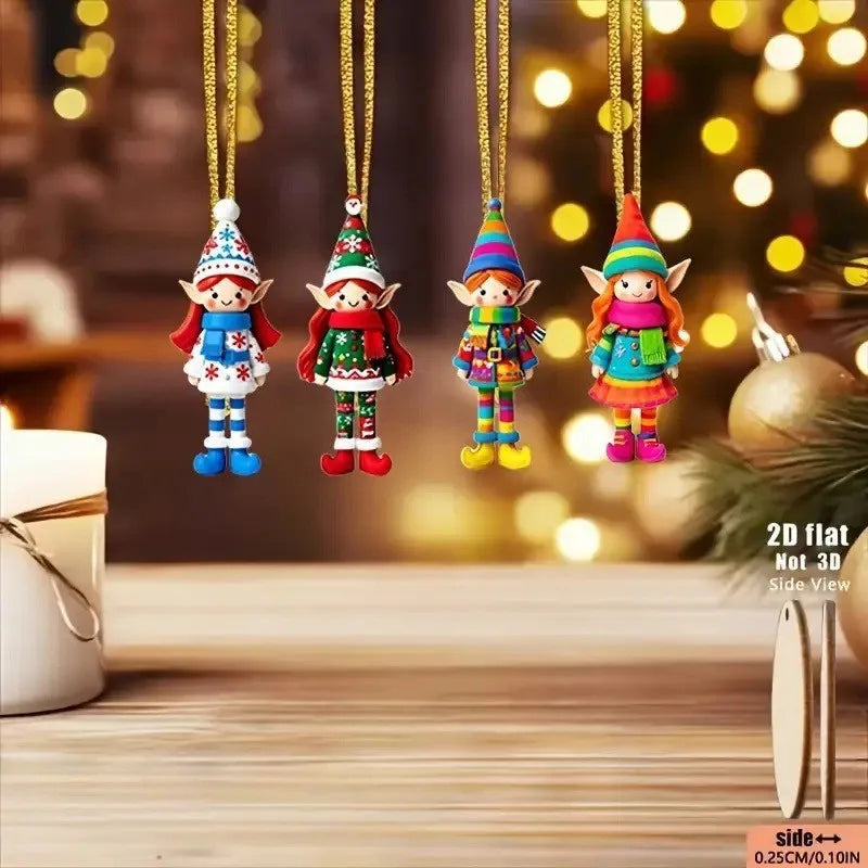 enfeites de natal elfos em madeira coloridos - foto 3