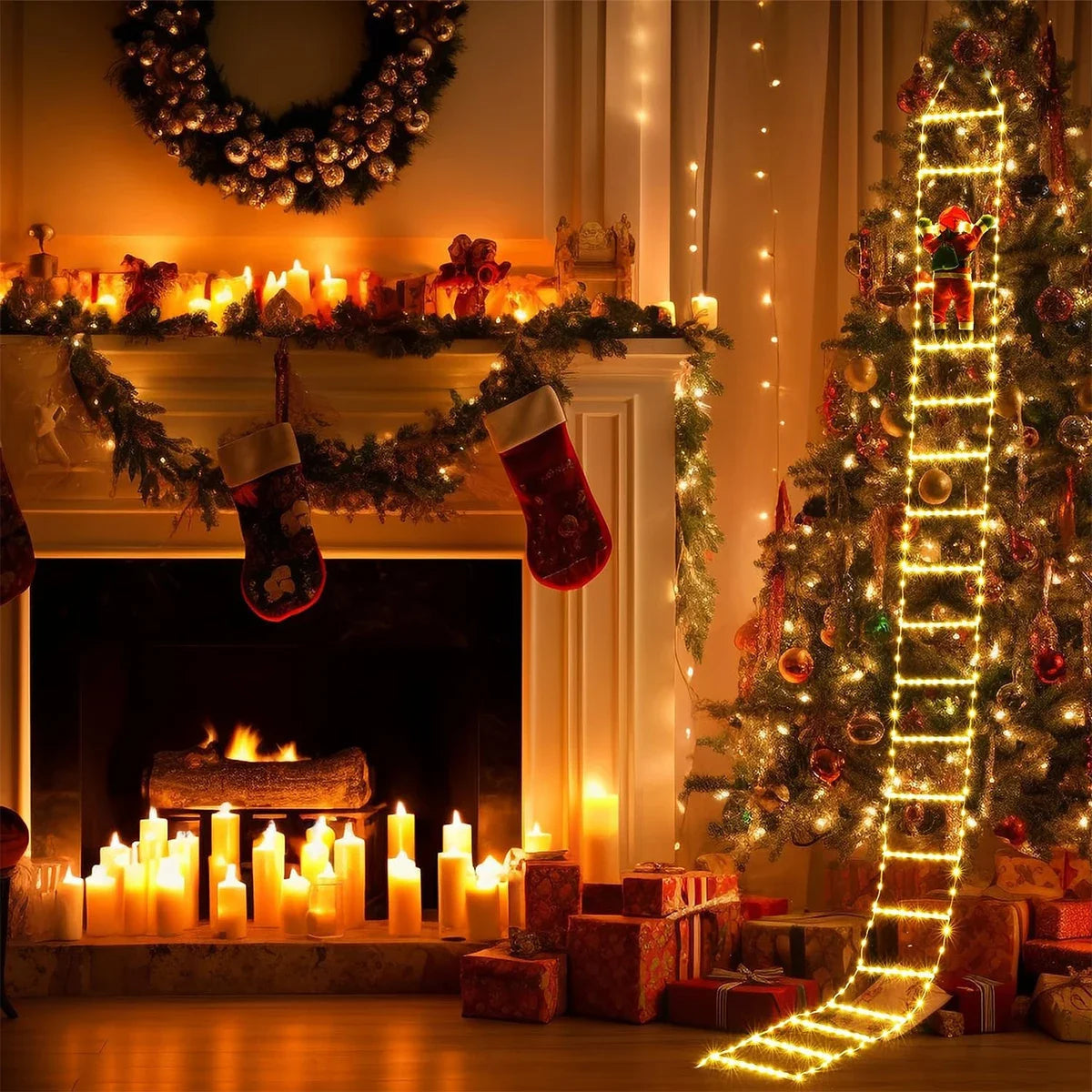 escada de natal iluminada com papai noel de 3 metros - foto 4