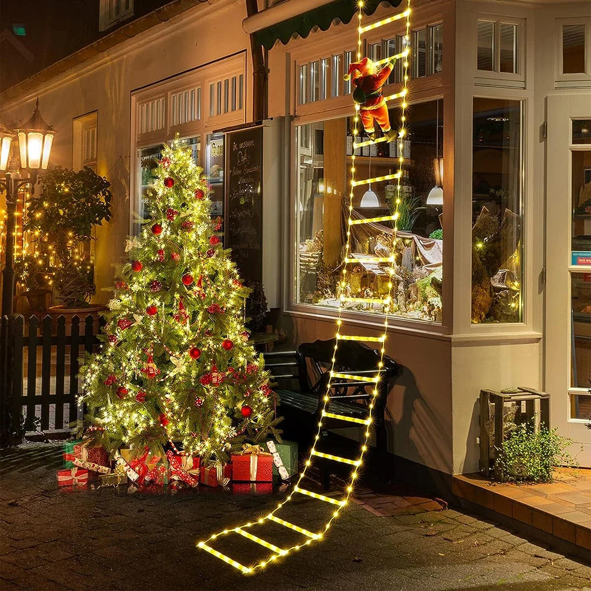 escada de natal iluminada com papai noel de 3 metros - foto 7