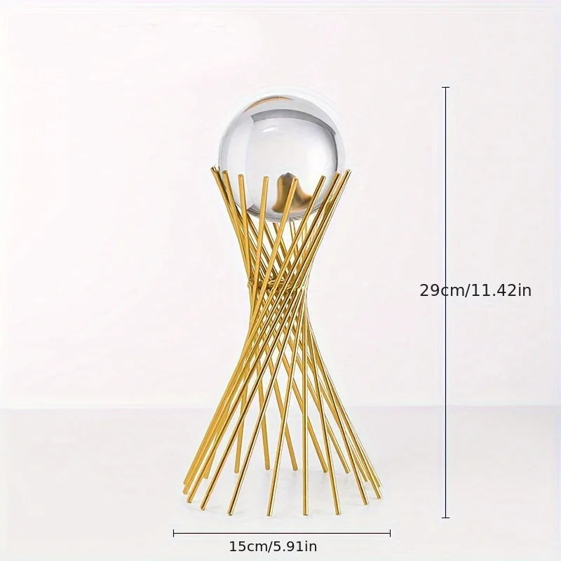 escultura abstrata em ferro e vidro minimalista - foto 5