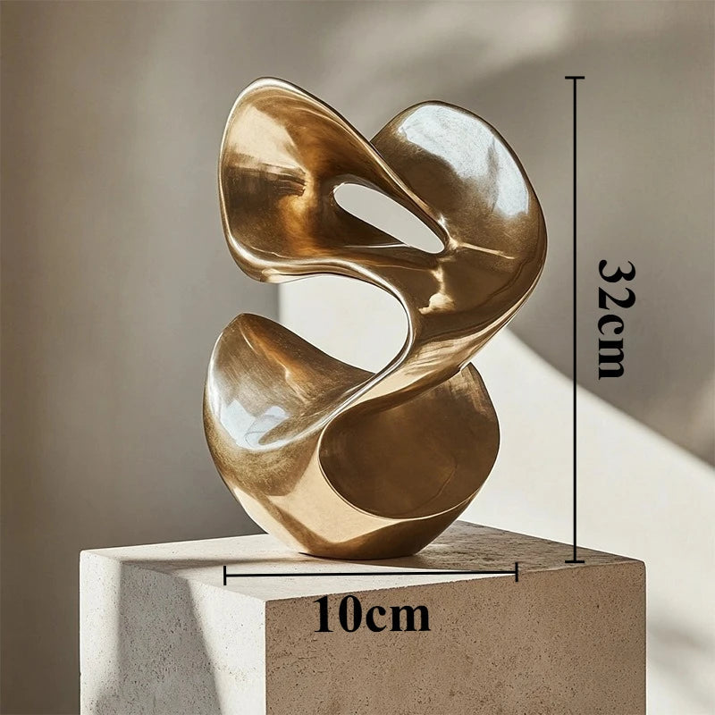 escultura contemporânea em resina dourada - foto 2