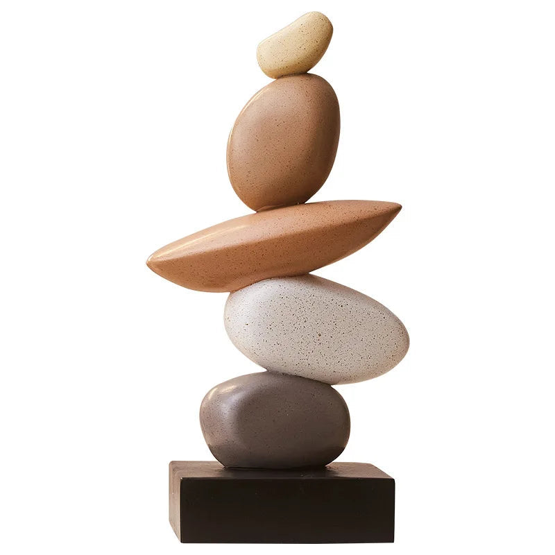 escultura equilíbrio em resina inspirada em pedras empilhadas - foto 5