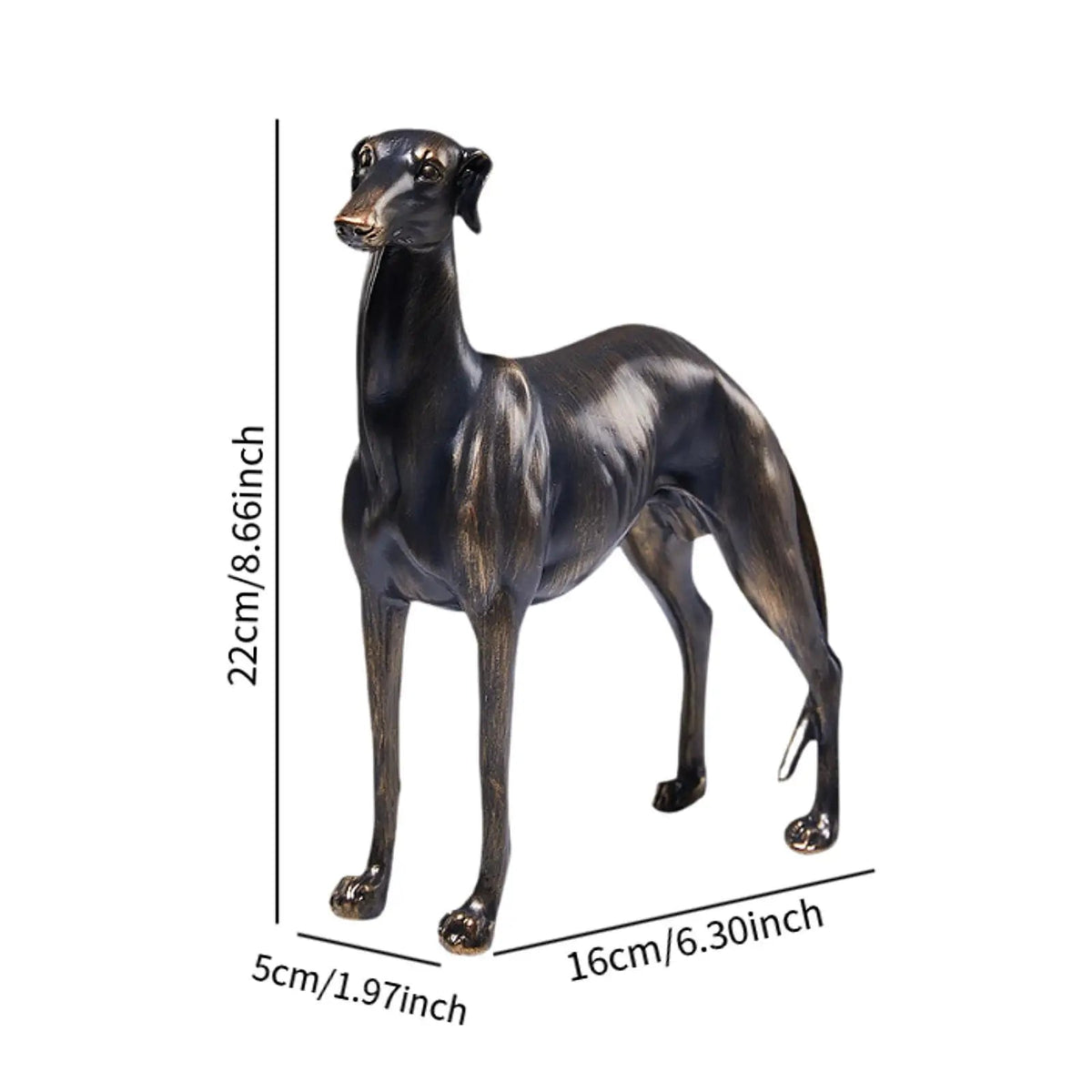estátua de galgo em resina sobre estante - foto 3
