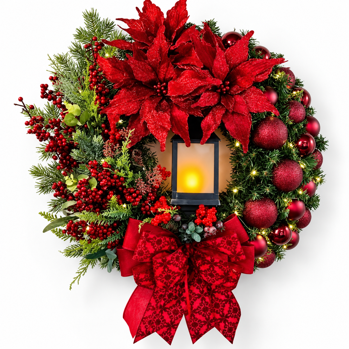 guirlanda de natal com led de 45 cm na porta