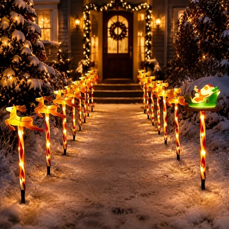 kit de luzes solares de natal com papai noel e renas no jardim - foto 4