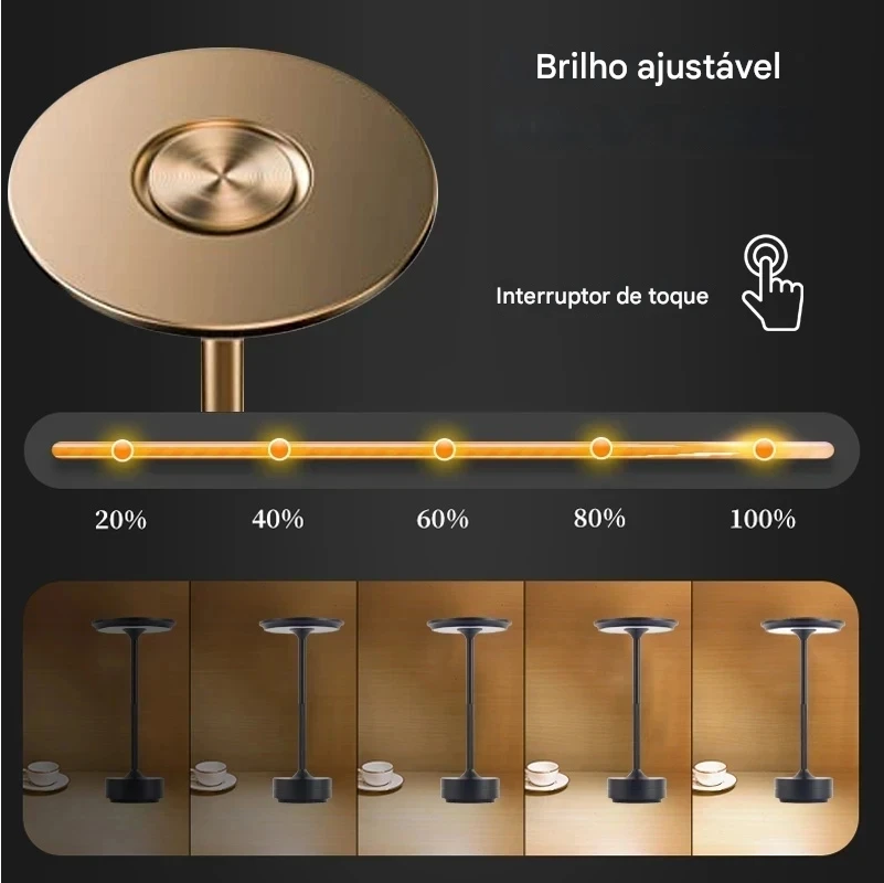 luminária de mesa led com toque e carregamento usb - foto 6