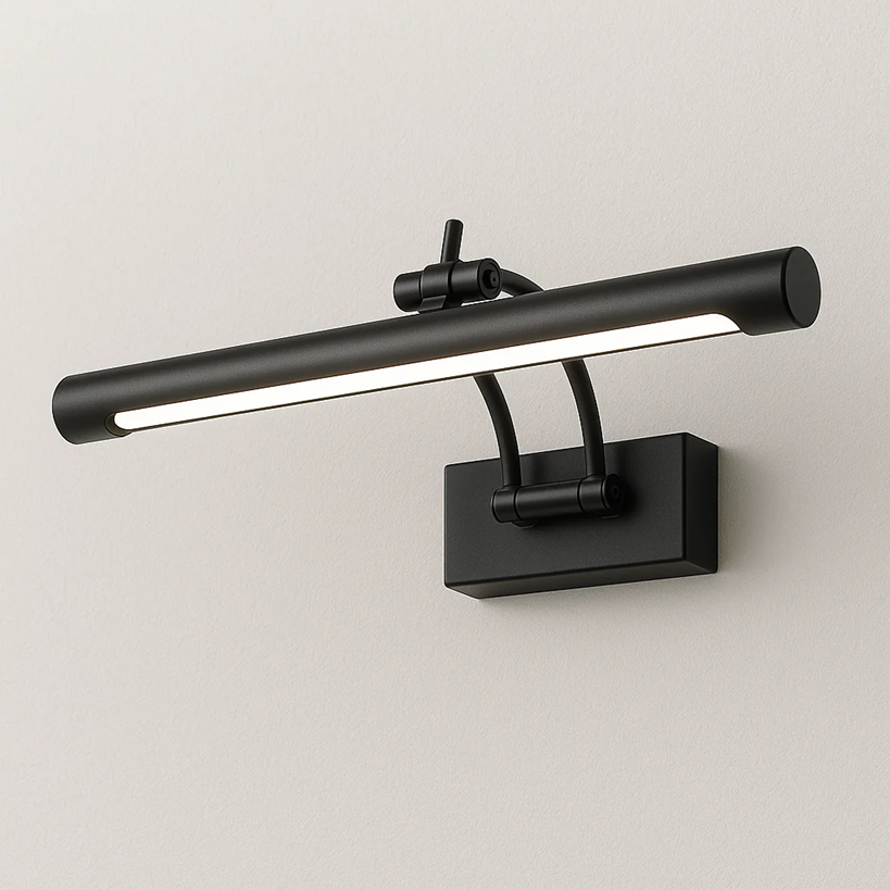 luminária led de parede curva dourada acesa - foto 4