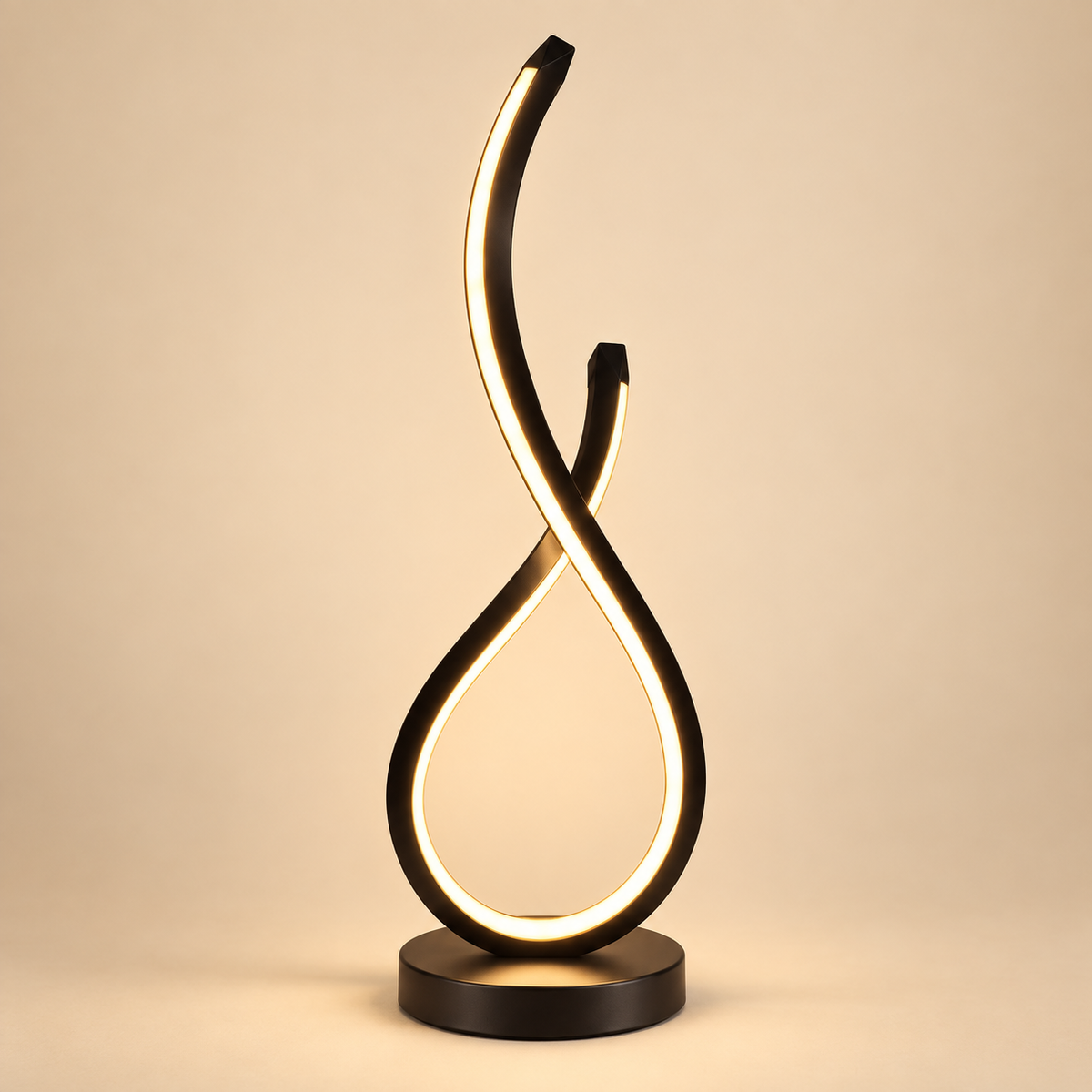 luminária de mesa espiral led acesa