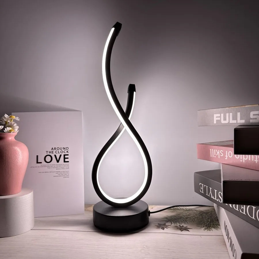 luminária de mesa espiral led acesa - foto 4