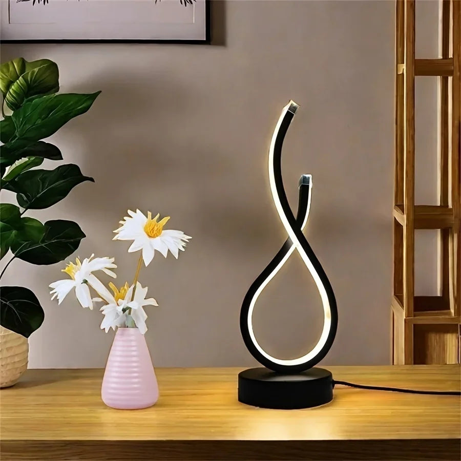 luminária de mesa espiral led acesa - foto 5