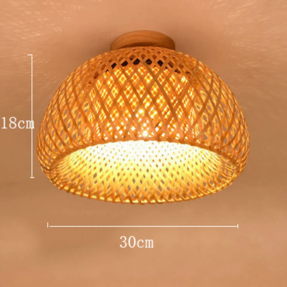 luminária de teto de rattan e bambu trançado - foto 2
