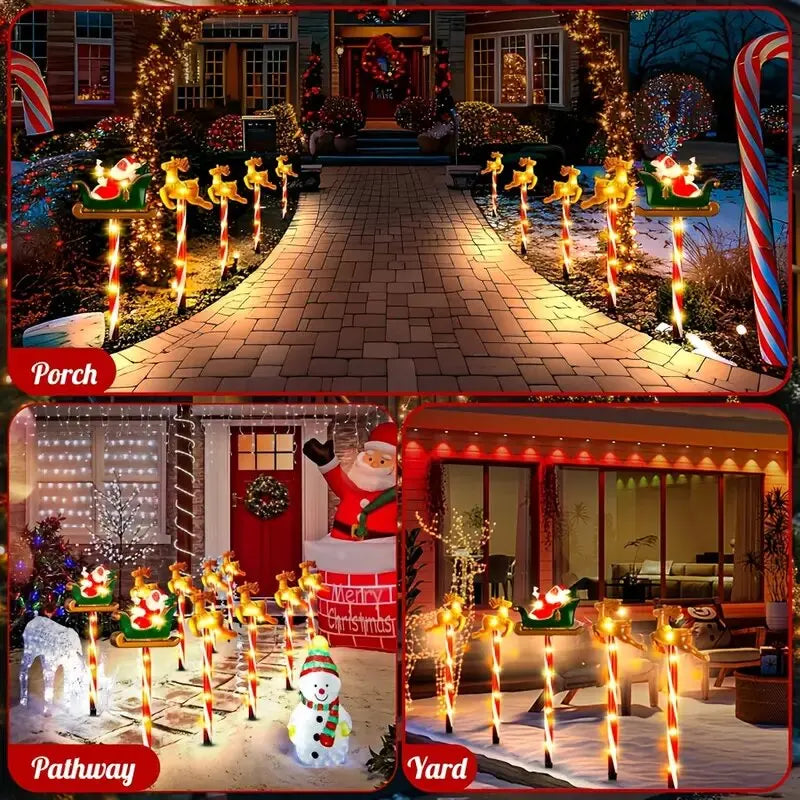 luzes solares de natal com papai noel e alce no jardim - foto 3