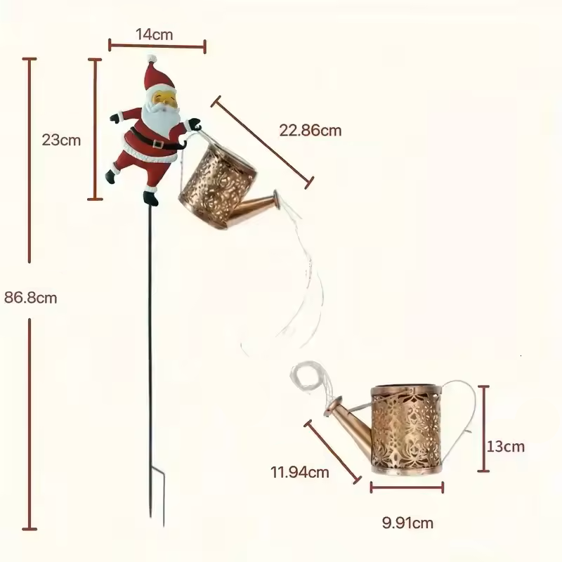 papai noel solar com chaleira mágica e led aceso - foto 3