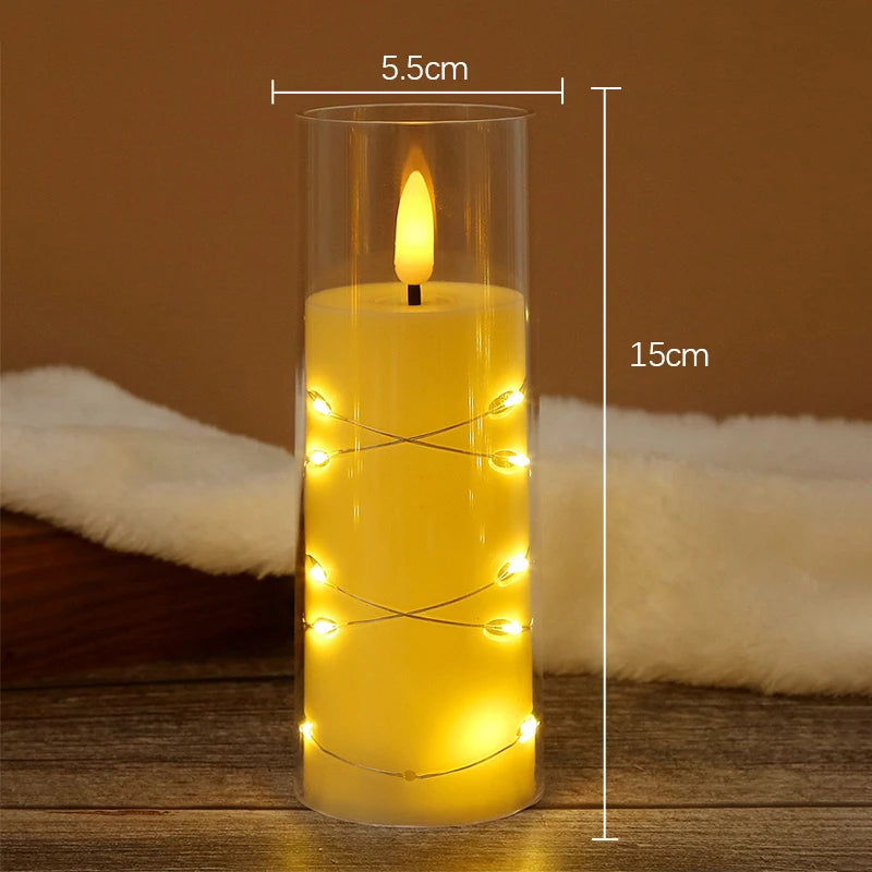 conjunto de três velas led com chama realista e fios de cobre - foto 8