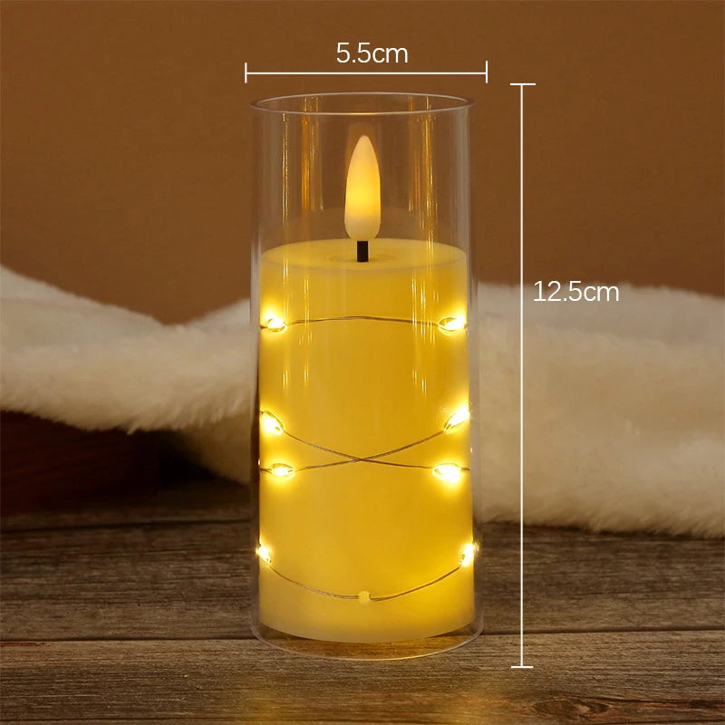 conjunto de três velas led com chama realista e fios de cobre - foto 9