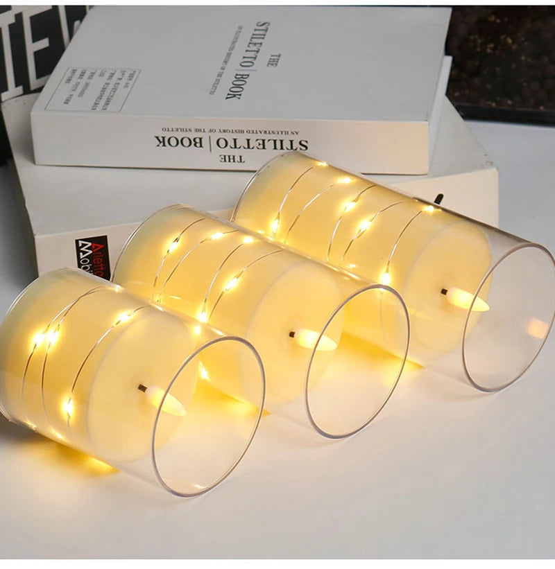 conjunto de três velas led com chama realista e fios de cobre - foto 10