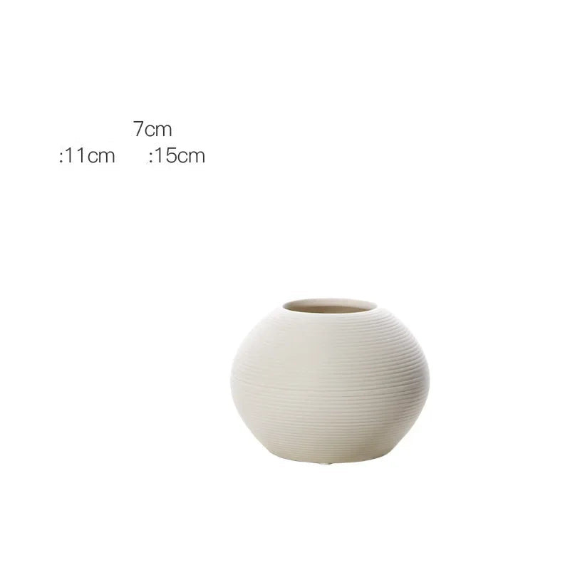 vaso de cerâmica minimalista branco escovado - foto 5