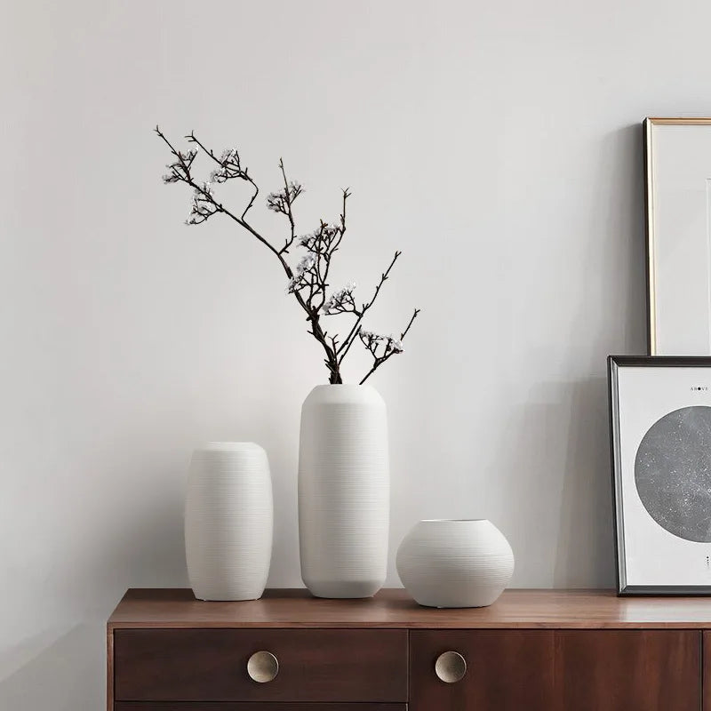 vaso de cerâmica minimalista branco escovado - foto 8