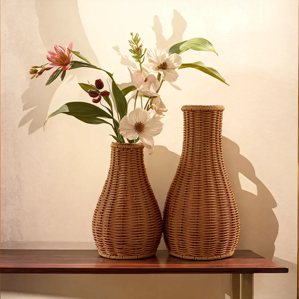 vaso decorativo com aparência de rattan - foto 4