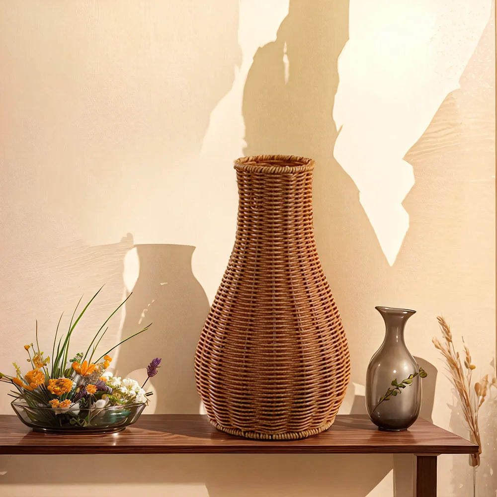 vaso decorativo com aparência de rattan - foto 7