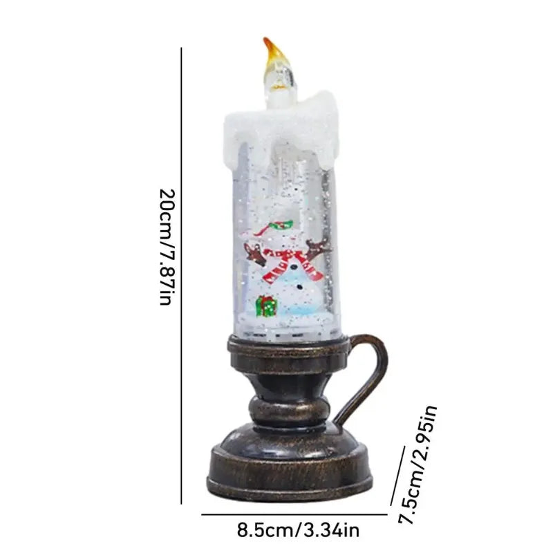 vela led de natal com globo de neve e flocos brilhantes - foto 4