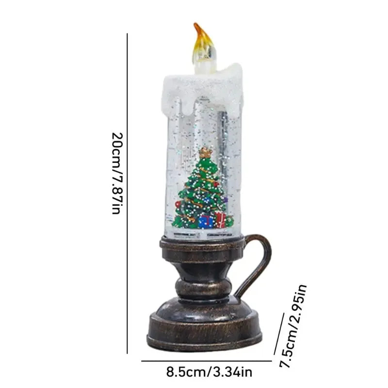 vela led de natal com globo de neve e flocos brilhantes - foto 5