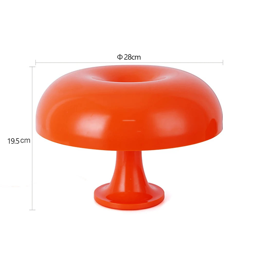abajur cogumelo bauhaus laranja aceso sobre a mesa - foto 5