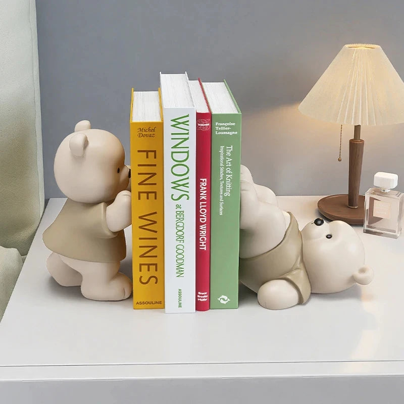 apoio de livros ursinho em resina na estante - foto 3