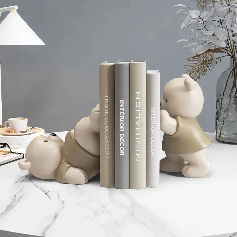 apoio de livros ursinho em resina na estante - foto 4