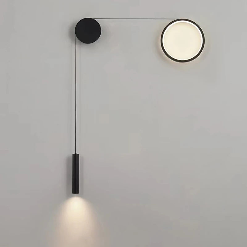 arandela led circular de parede acesa em luz quente - foto 2