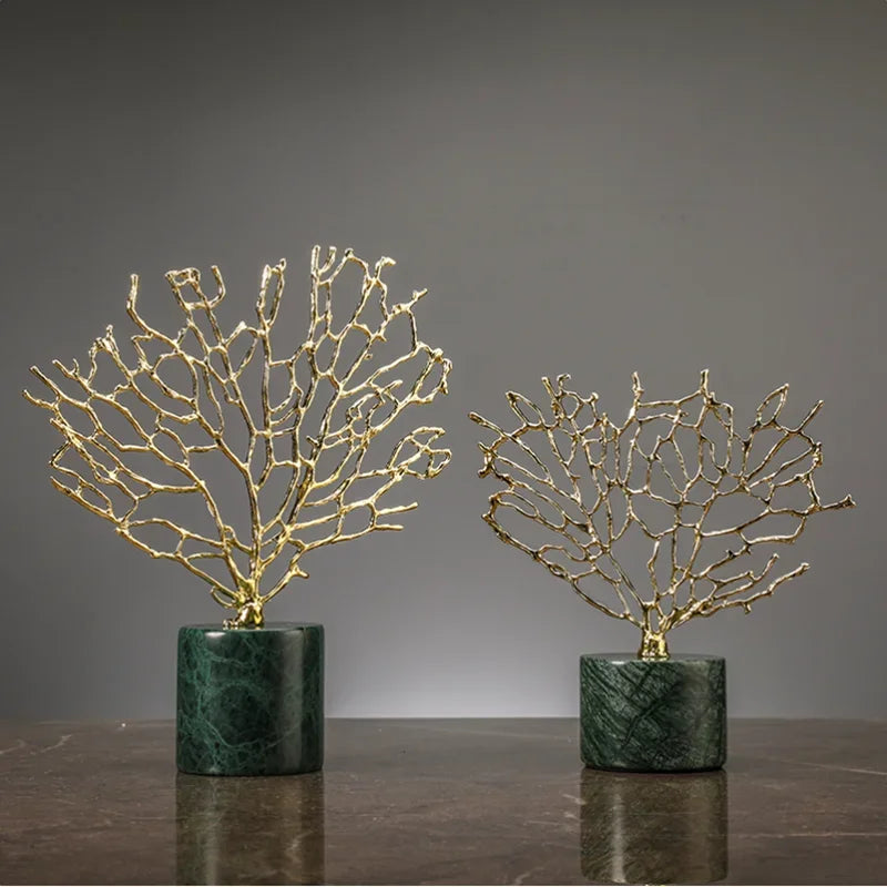 árvore de coral decorativa dourada com base de pedra - foto 3