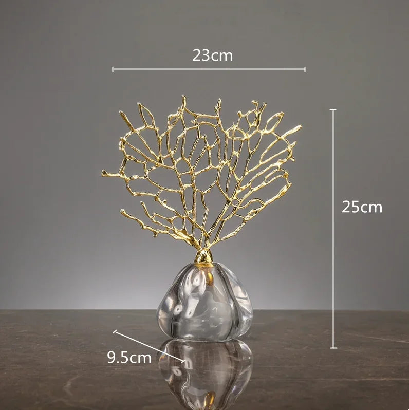 árvore de coral decorativa dourada com base de pedra - foto 4