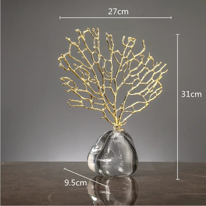 árvore de coral decorativa dourada com base de pedra - foto 5