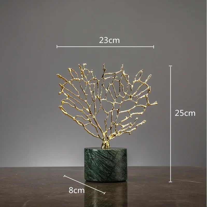 árvore de coral decorativa dourada com base de pedra - foto 6