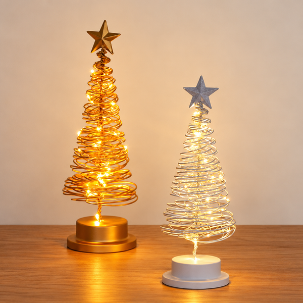 árvore de natal led em espiral dourada