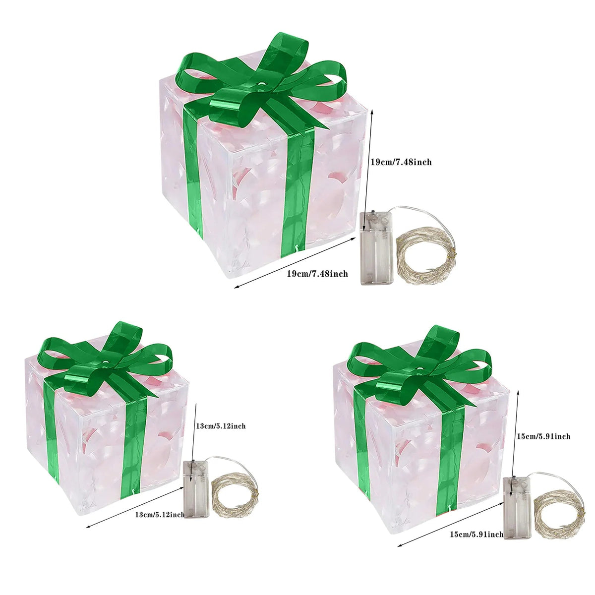 caixas de presente decorativas com led ao pé da árvore de natal - foto 7
