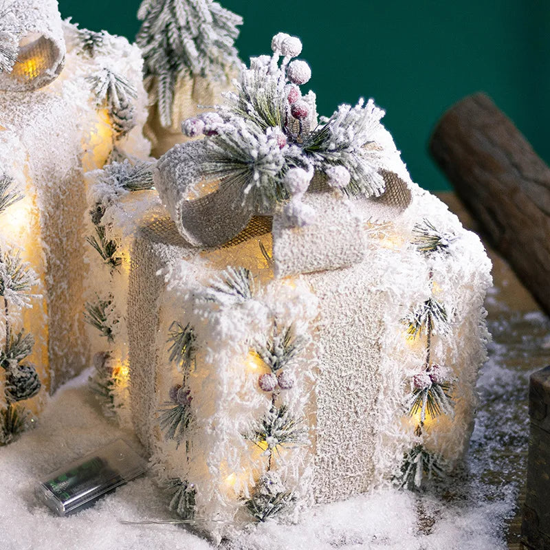 conjunto de três caixas de presente de natal com led - foto 3