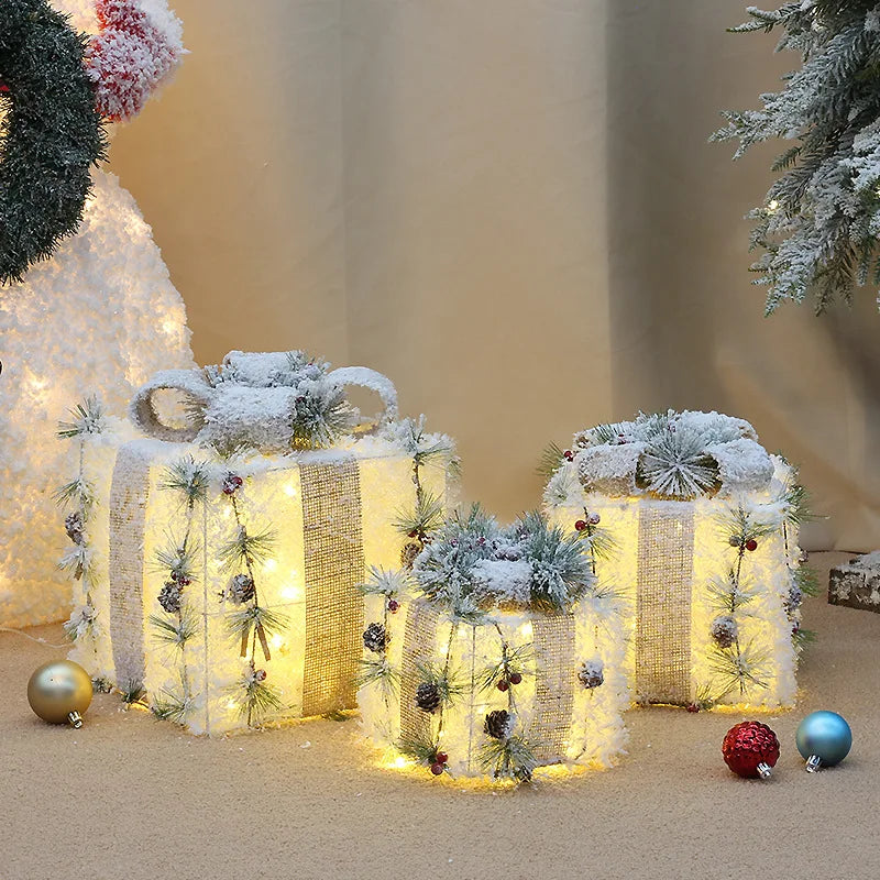 conjunto de três caixas de presente de natal com led - foto 4