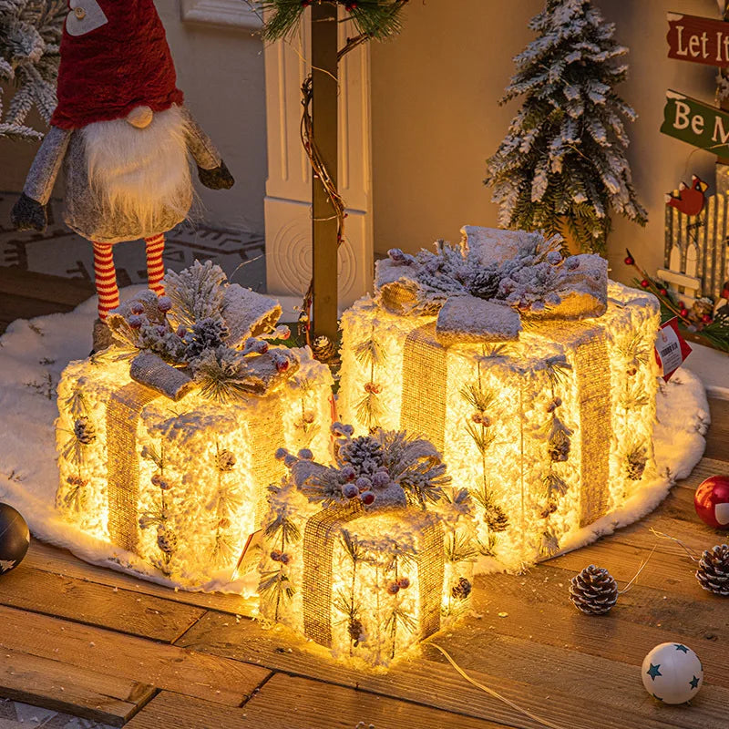 conjunto de três caixas de presente de natal com led - foto 14